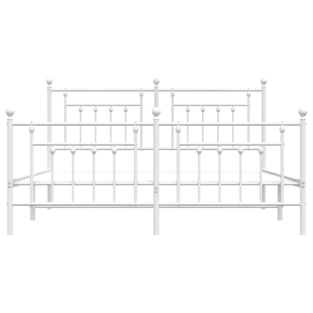 Cadre de lit métal sans matelas et pied de lit blanc 183x213 cm - XIOS