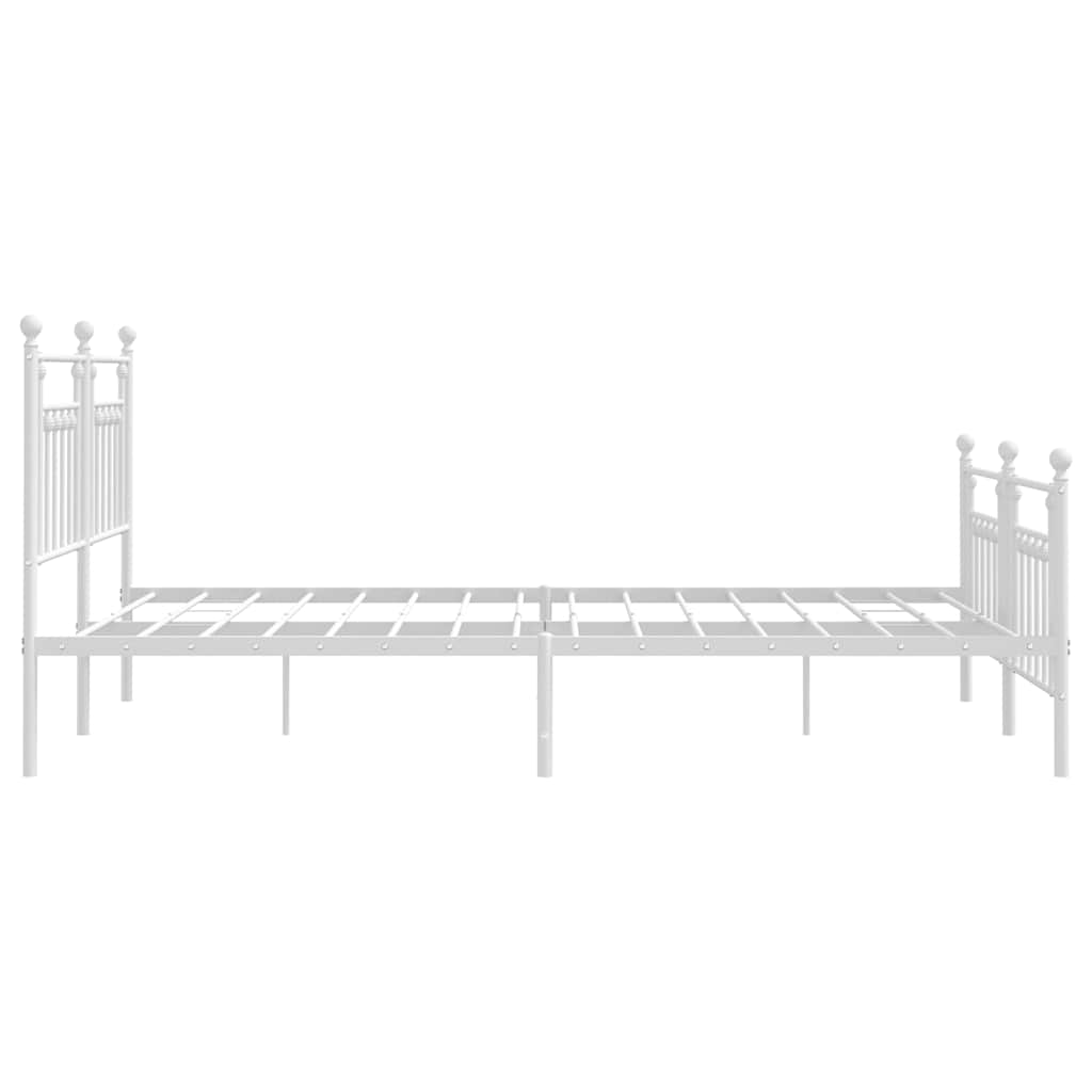 Cadre de lit métal sans matelas et pied de lit blanc 183x213 cm - XIOS