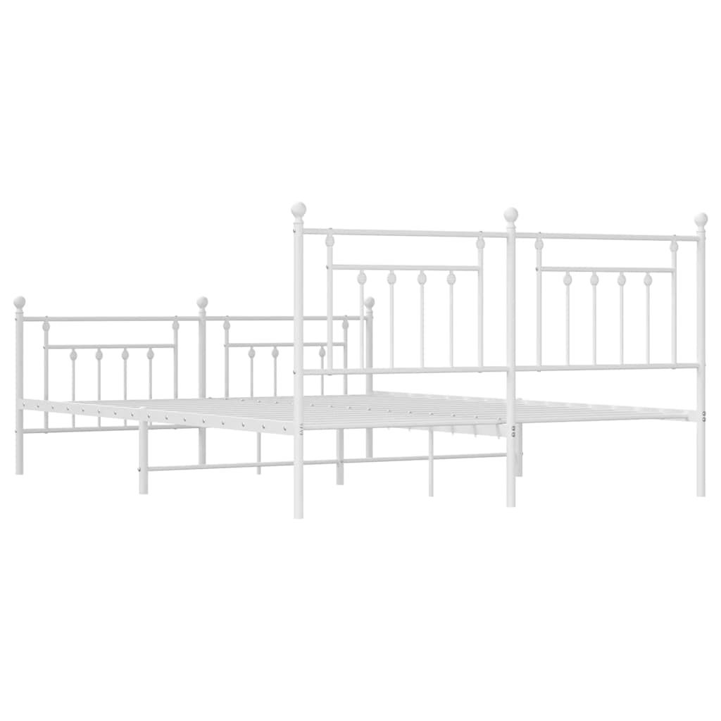 Cadre de lit métal sans matelas et pied de lit blanc 183x213 cm - XIOS