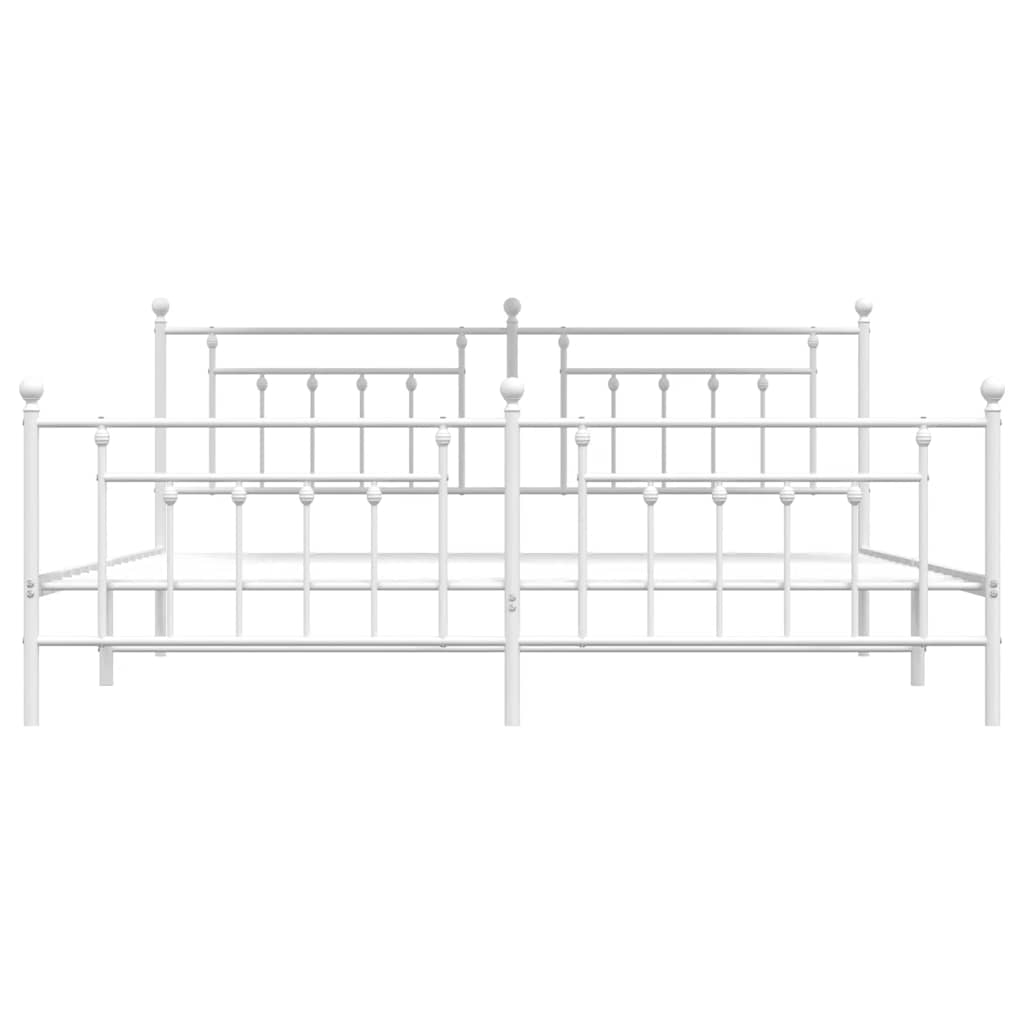 Cadre de lit métal sans matelas et pied de lit blanc 193x203 cm - XIOS