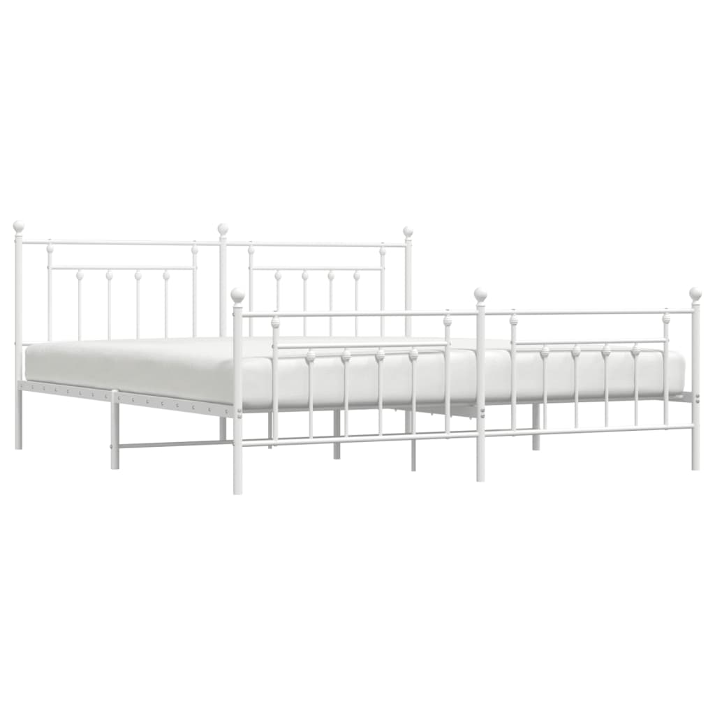 Cadre de lit métal sans matelas et pied de lit blanc 200x200 cm - XIOS