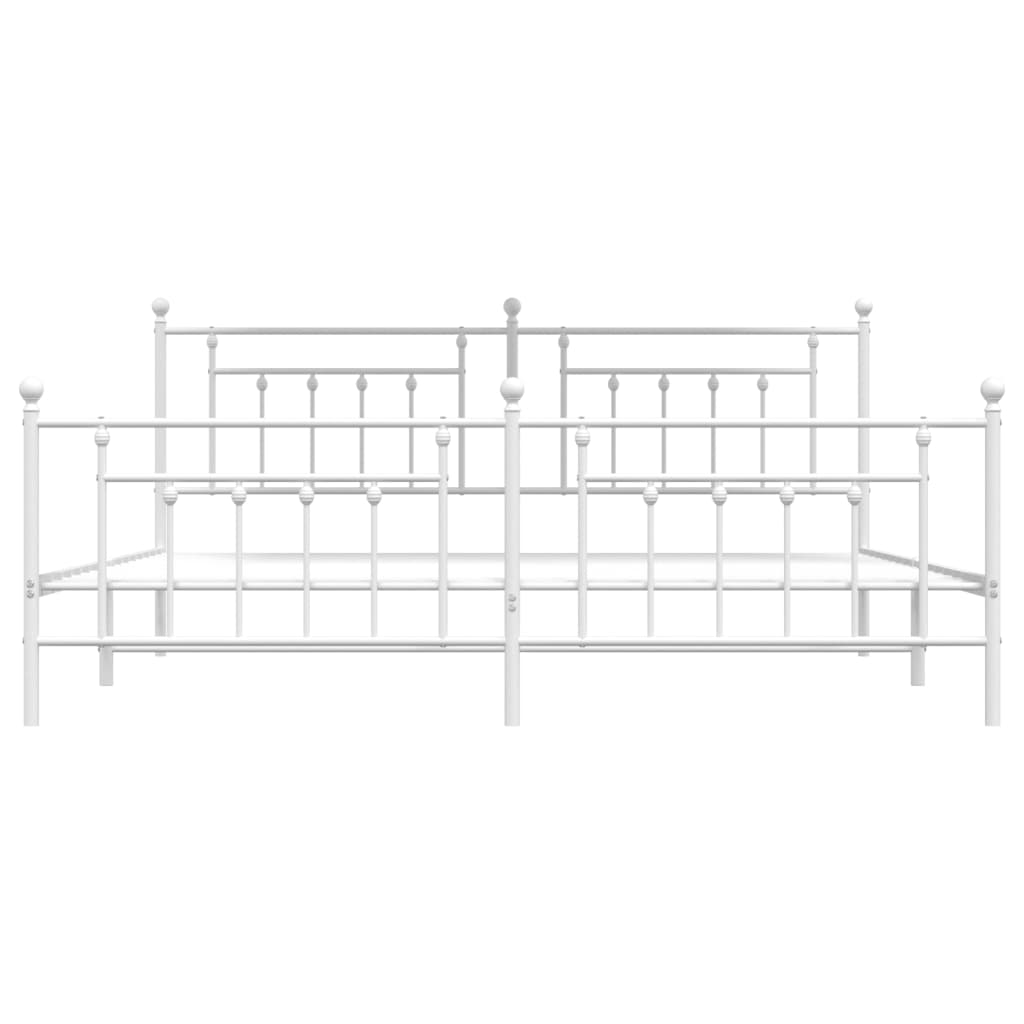Cadre de lit métal sans matelas et pied de lit blanc 200x200 cm - XIOS