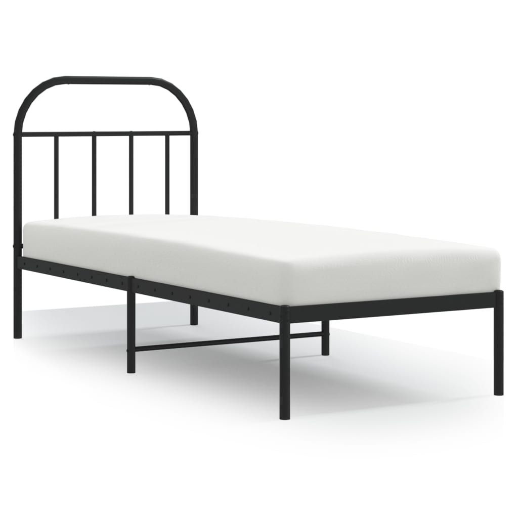 Cadre de lit métal sans matelas avec tête de lit noir 75x190 cm - XIOS