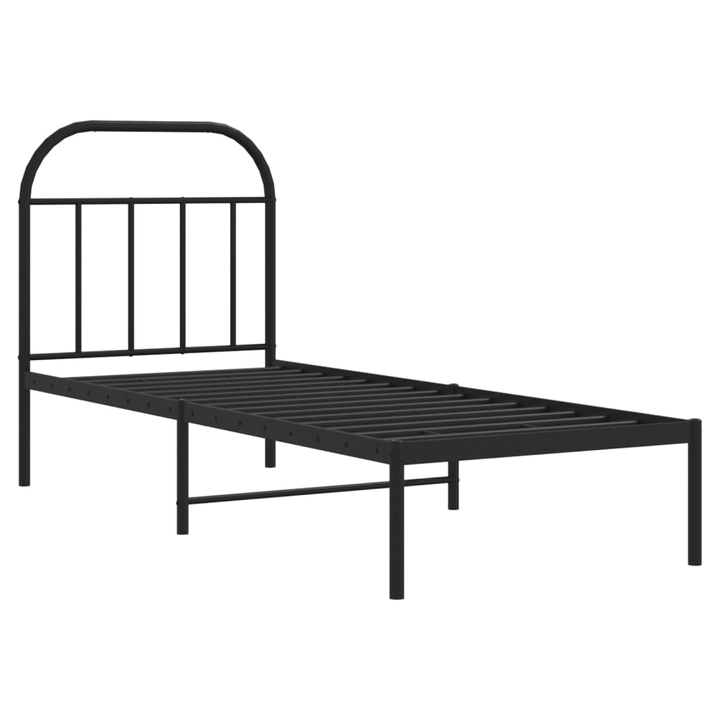 Cadre de lit métal sans matelas avec tête de lit noir 75x190 cm - XIOS