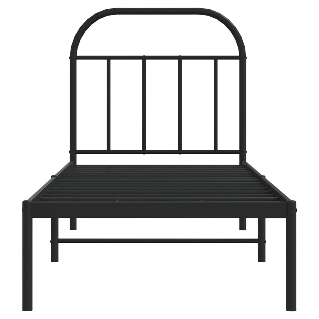 Cadre de lit métal sans matelas avec tête de lit noir 75x190 cm - XIOS