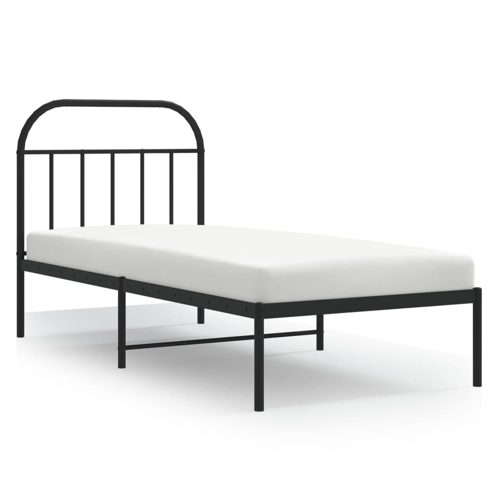 Cadre de lit métal sans matelas avec tête de lit noir 80x200 cm - XIOS