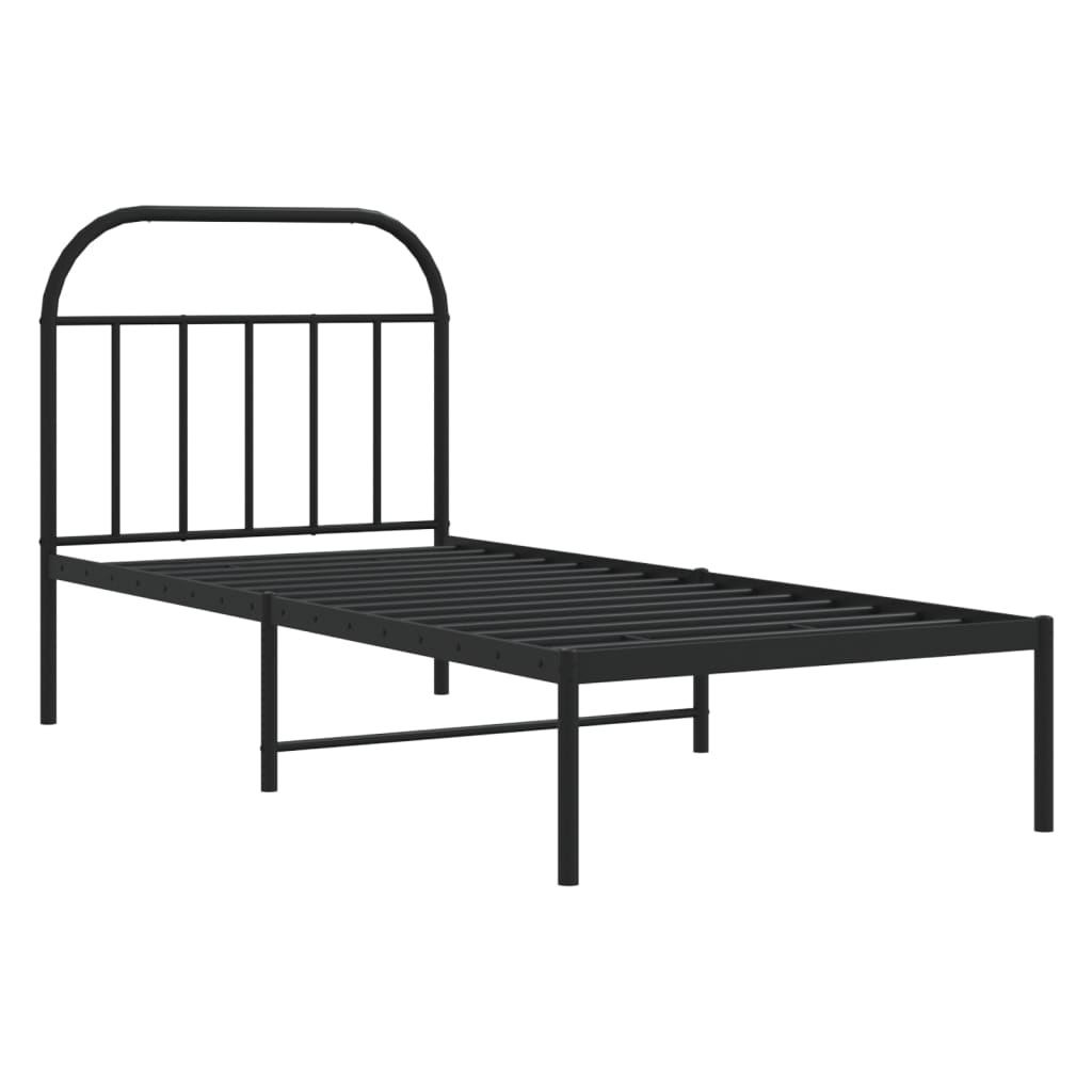 Cadre de lit métal sans matelas avec tête de lit noir 80x200 cm - XIOS