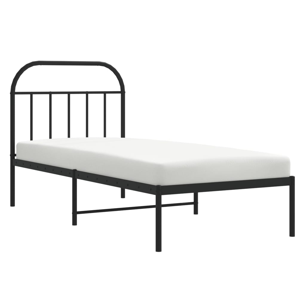 Cadre de lit métal sans matelas avec tête de lit noir 80x200 cm - XIOS