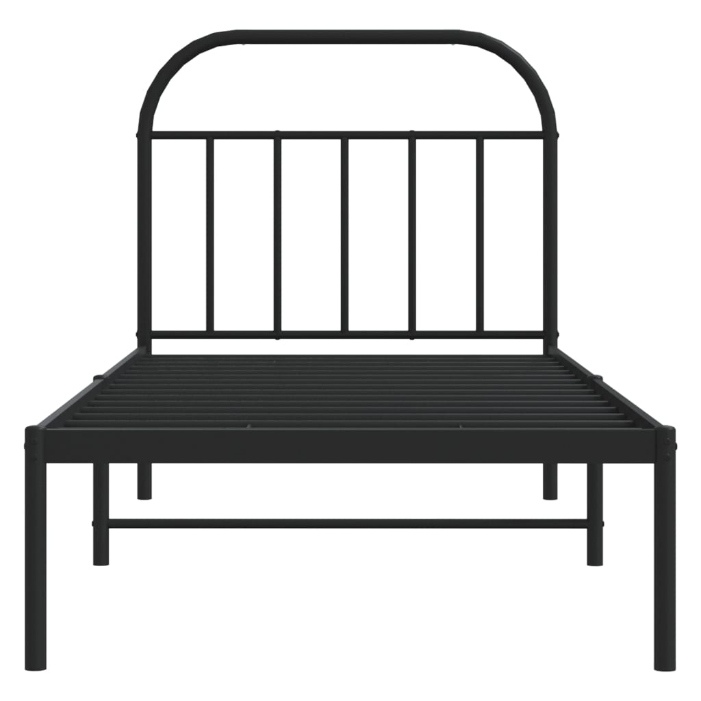 Cadre de lit métal sans matelas avec tête de lit noir 80x200 cm - XIOS