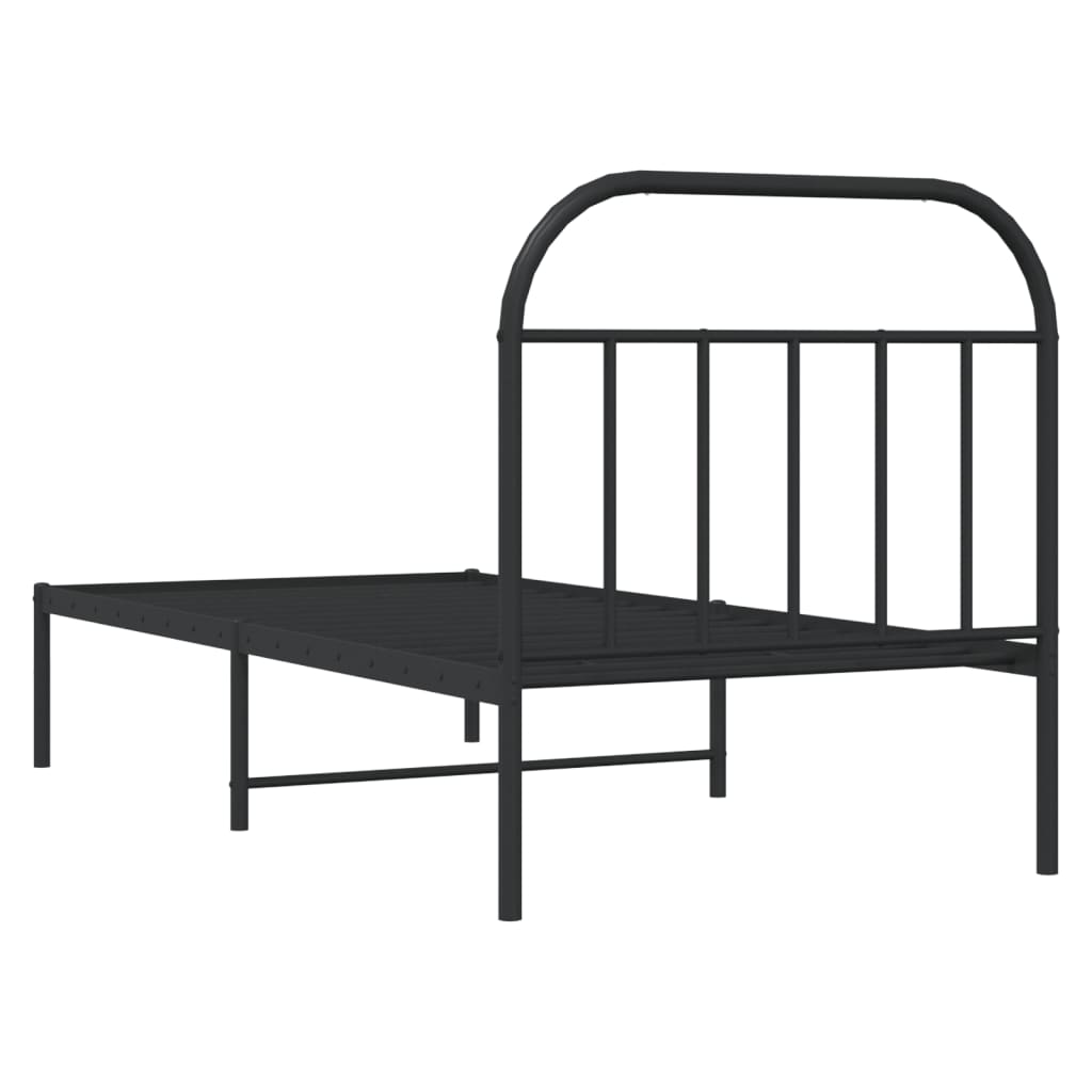 Cadre de lit métal sans matelas avec tête de lit noir 80x200 cm - XIOS