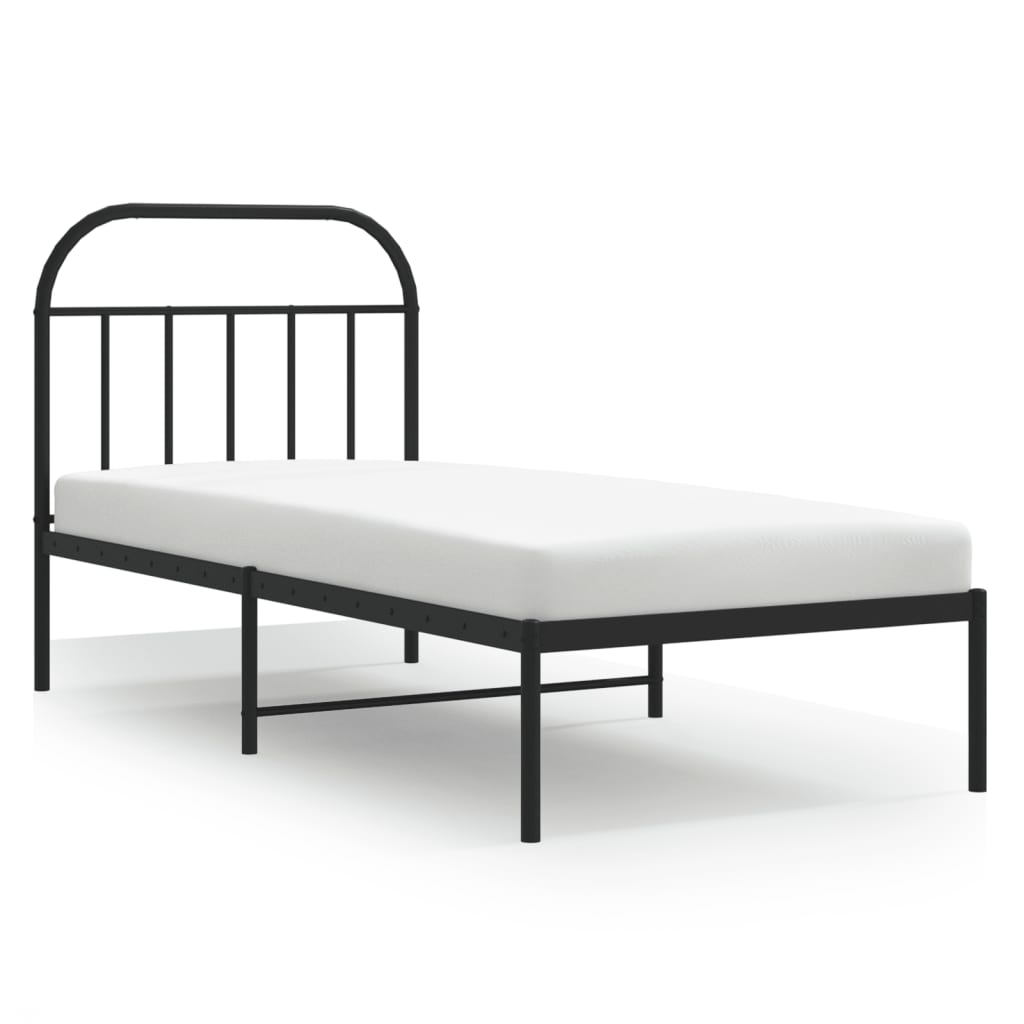 Cadre de lit métal sans matelas avec tête de lit noir 90x190 cm - XIOS