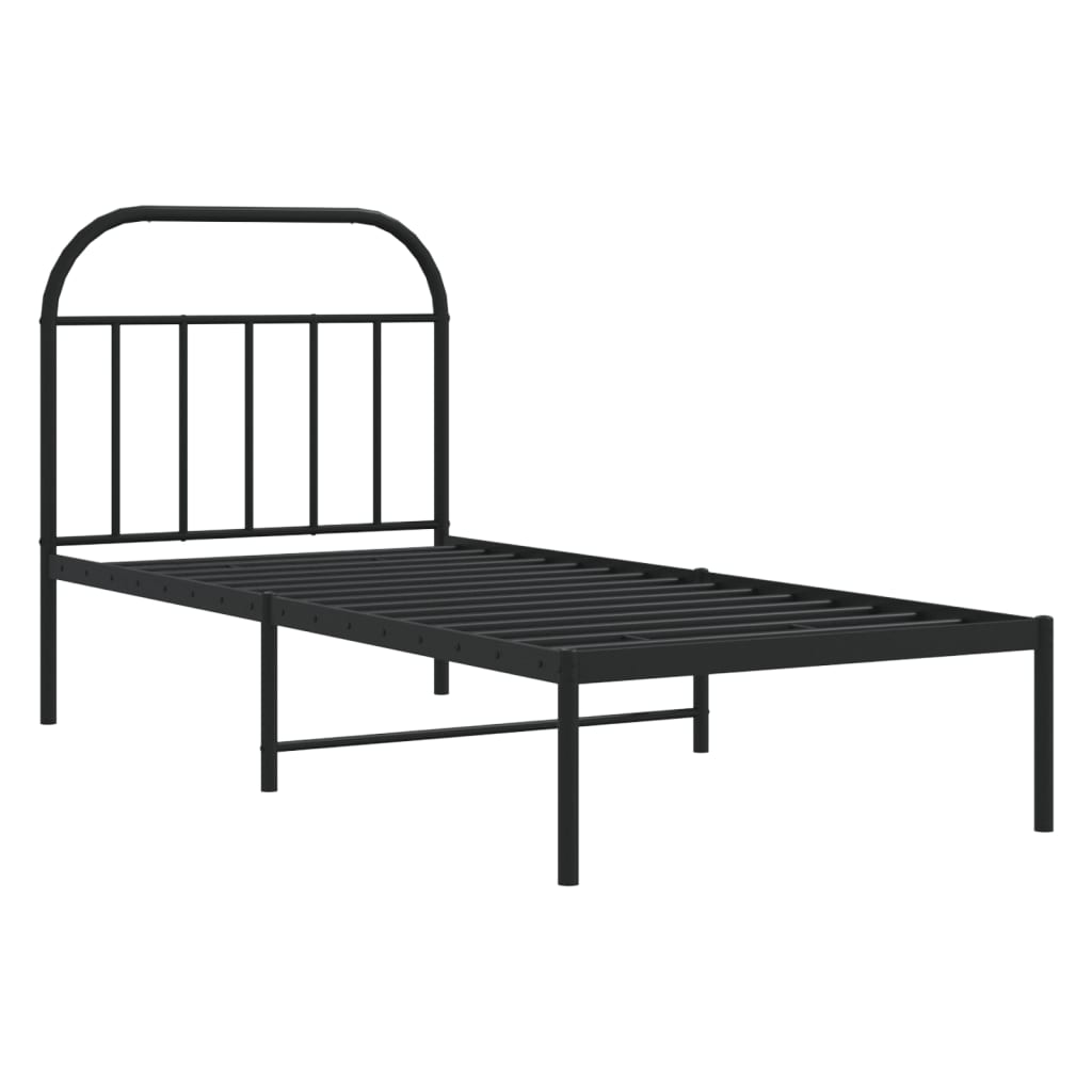Cadre de lit métal sans matelas avec tête de lit noir 90x190 cm - XIOS