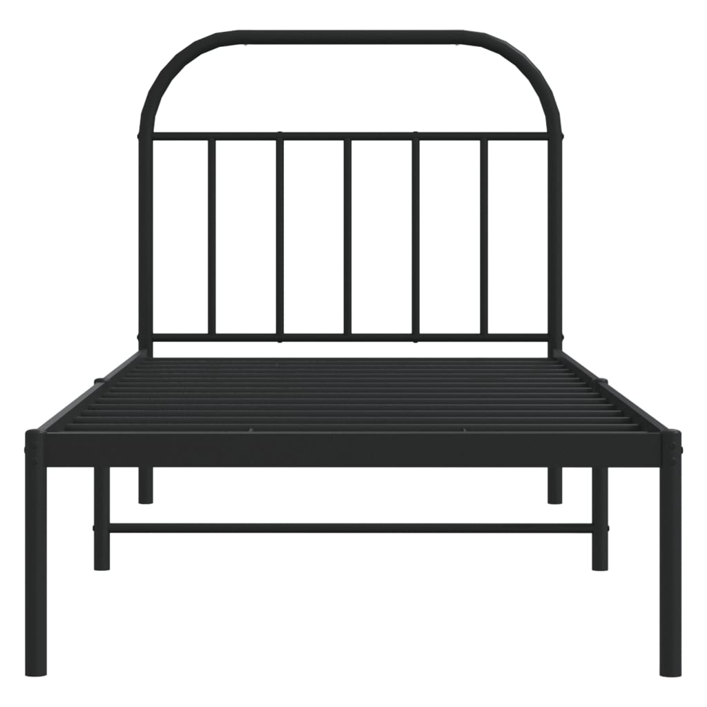 Cadre de lit métal sans matelas avec tête de lit noir 90x190 cm - XIOS