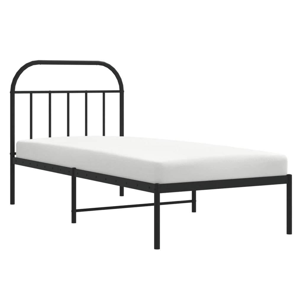 Cadre de lit métal sans matelas avec tête de lit noir 90x200 cm - XIOS