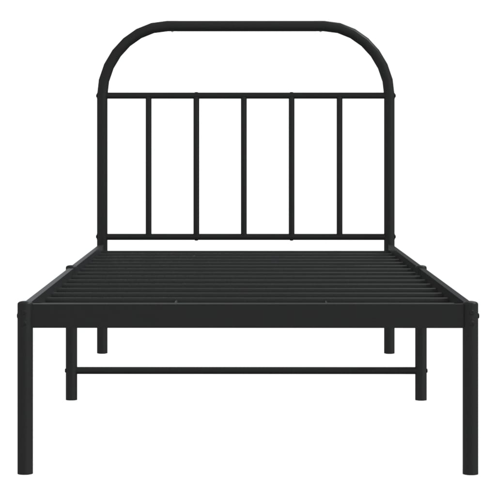 Cadre de lit métal sans matelas avec tête de lit noir 90x200 cm - XIOS