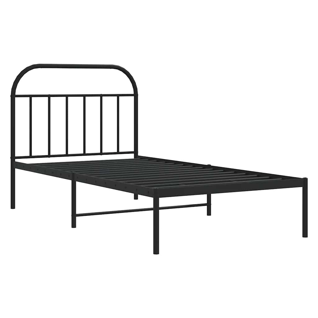 Cadre de lit métal sans matelas avec tête de lit noir 100x190cm - XIOS