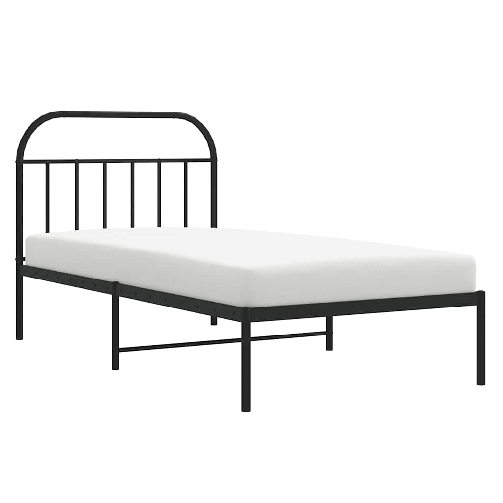 Cadre de lit métal sans matelas avec tête de lit noir 100x190cm - XIOS