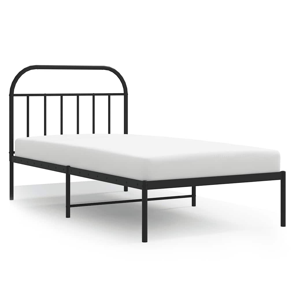 Cadre de lit métal sans matelas avec tête de lit noir 100x200cm - XIOS