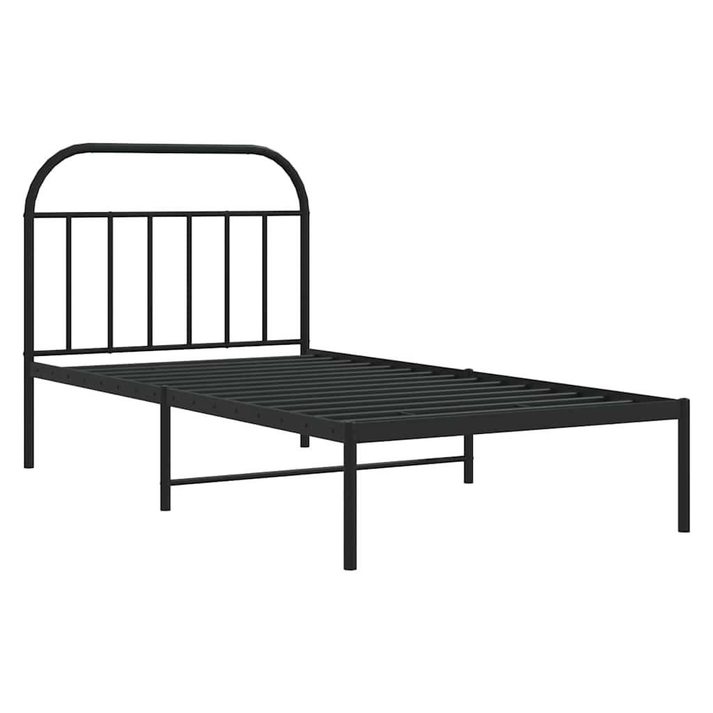 Cadre de lit métal sans matelas avec tête de lit noir 100x200cm - XIOS