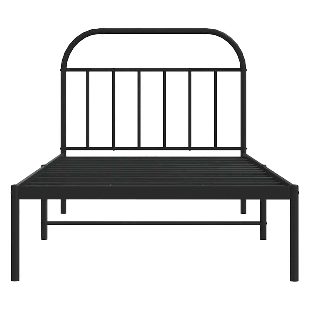 Cadre de lit métal sans matelas avec tête de lit noir 100x200cm - XIOS