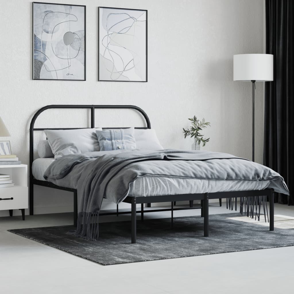 Cadre de lit métal sans matelas avec tête de lit noir 120x190cm - XIOS