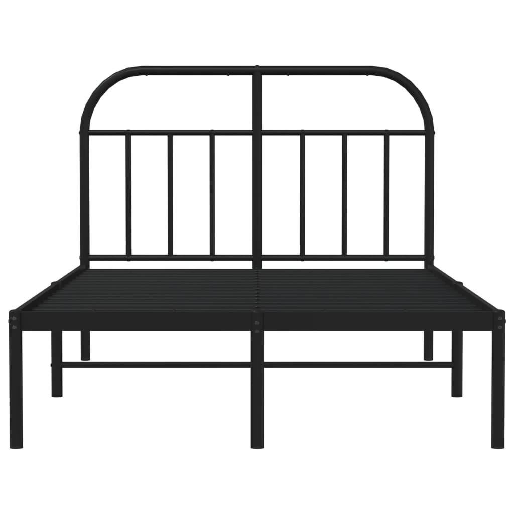 Cadre de lit métal sans matelas avec tête de lit noir 120x190cm - XIOS