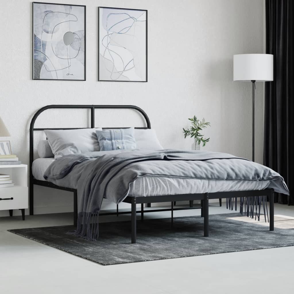 Cadre de lit métal sans matelas avec tête de lit noir 120x200cm - XIOS
