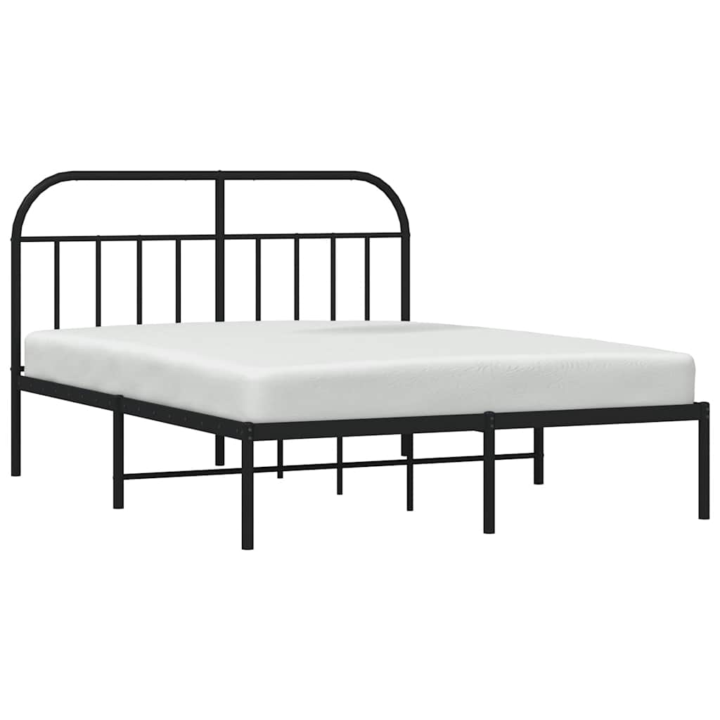 Cadre de lit métal sans matelas avec tête de lit noir 135x190cm - XIOS