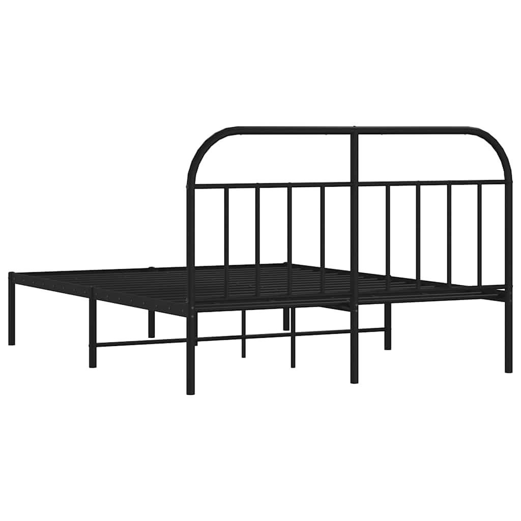 Cadre de lit métal sans matelas avec tête de lit noir 135x190cm - XIOS