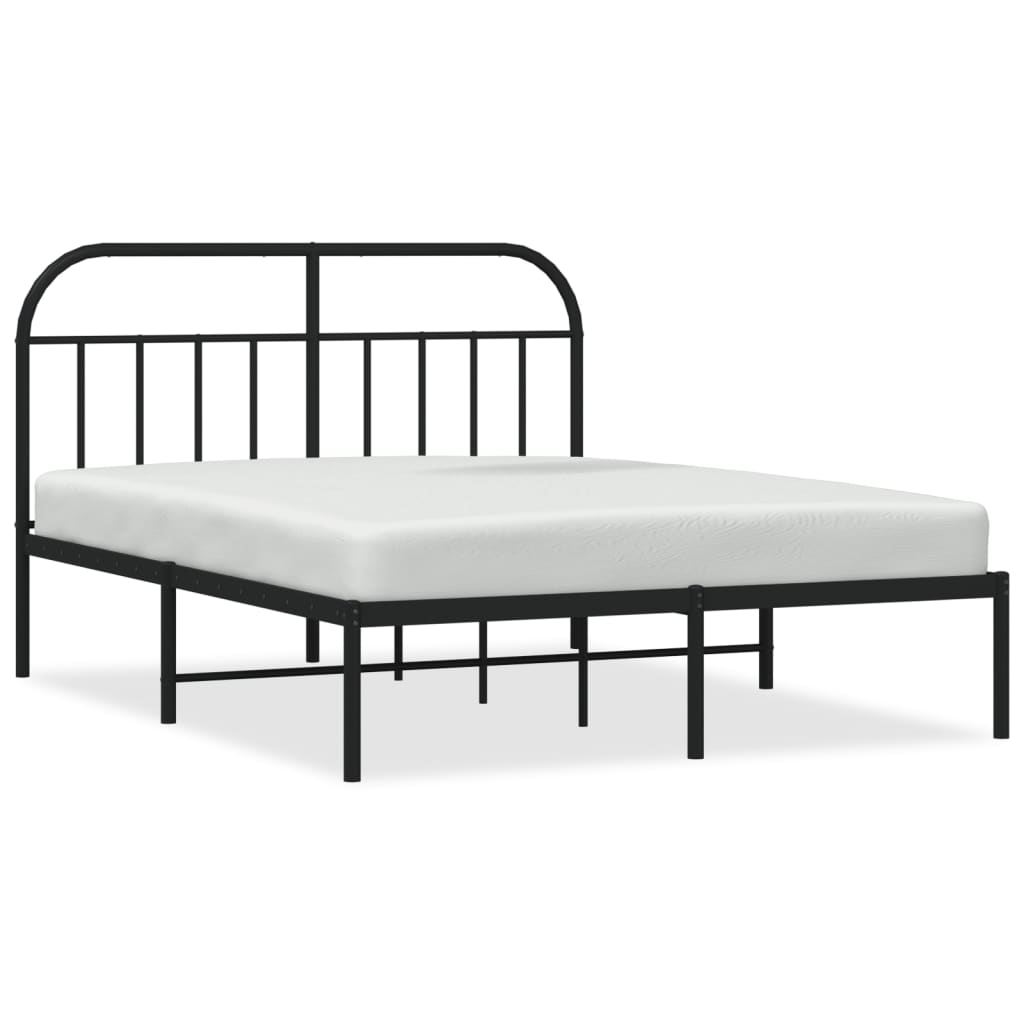 Cadre de lit métal sans matelas avec tête de lit noir 140x200cm - XIOS