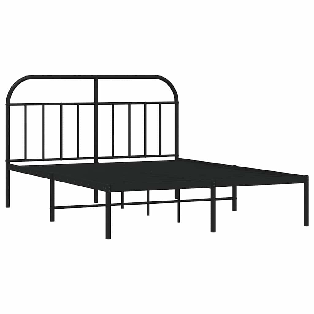 Cadre de lit métal sans matelas avec tête de lit noir 150x200cm - XIOS