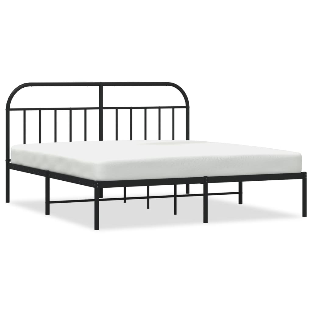 Cadre de lit métal sans matelas et tête de lit noir 180x200 cm - XIOS