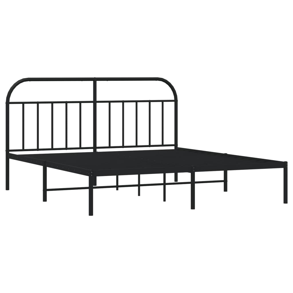 Cadre de lit métal sans matelas et tête de lit noir 180x200 cm - XIOS