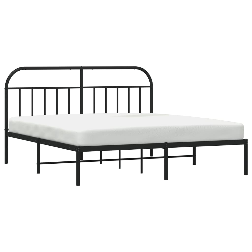 Cadre de lit métal sans matelas et tête de lit noir 180x200 cm - XIOS