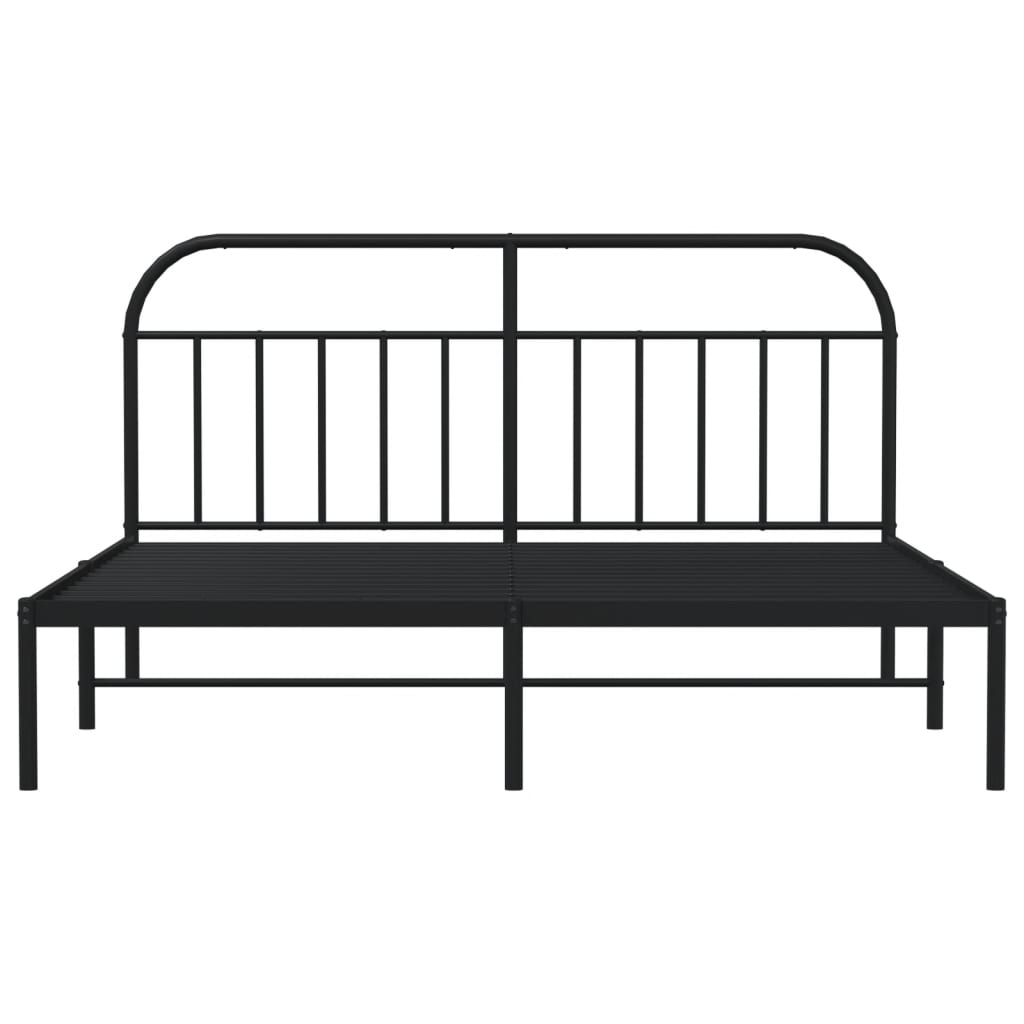 Cadre de lit métal sans matelas et tête de lit noir 180x200 cm - XIOS