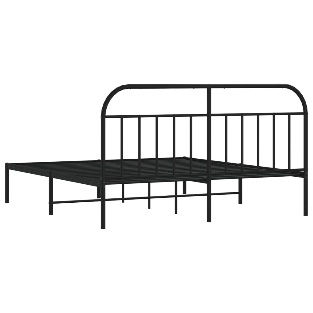 Cadre de lit métal sans matelas et tête de lit noir 180x200 cm - XIOS