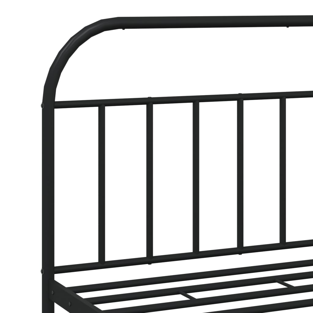 Cadre de lit métal sans matelas et tête de lit noir 180x200 cm - XIOS