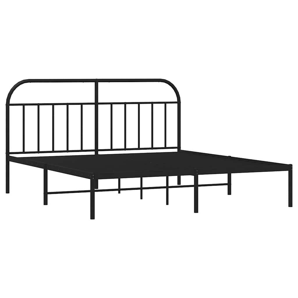 Cadre de lit métal sans matelas avec tête de lit noir 183x213cm - XIOS