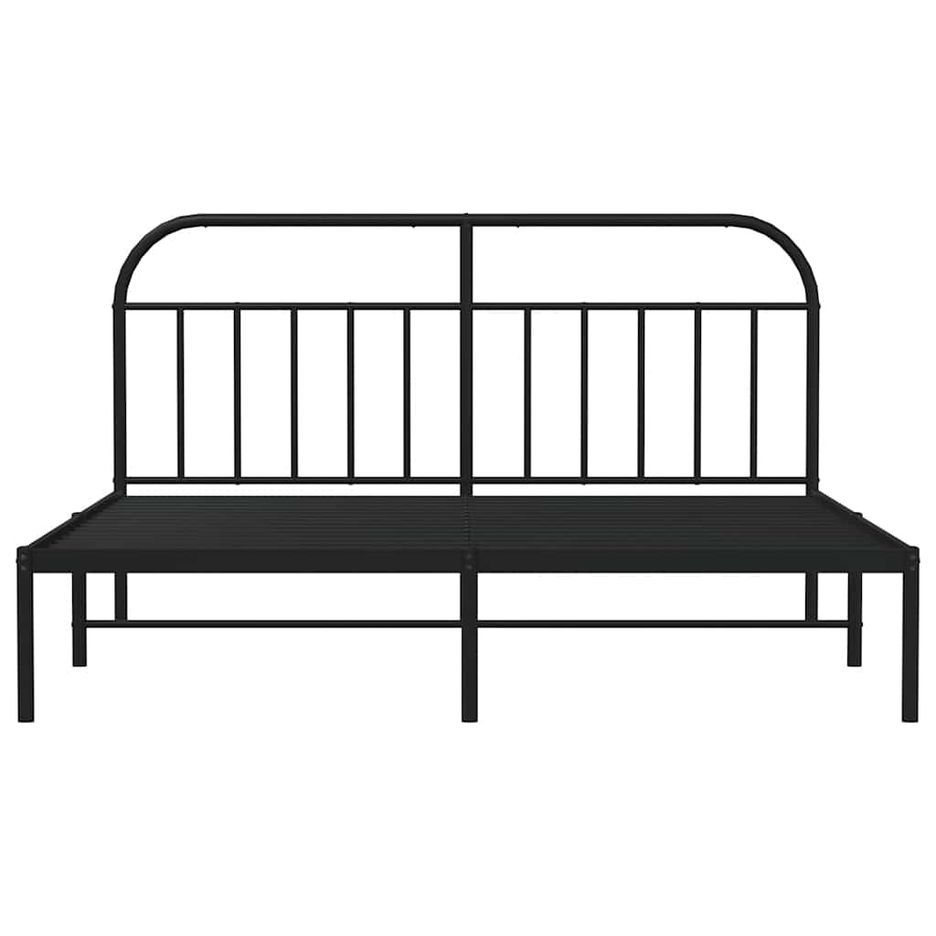 Cadre de lit métal sans matelas avec tête de lit noir 183x213cm - XIOS