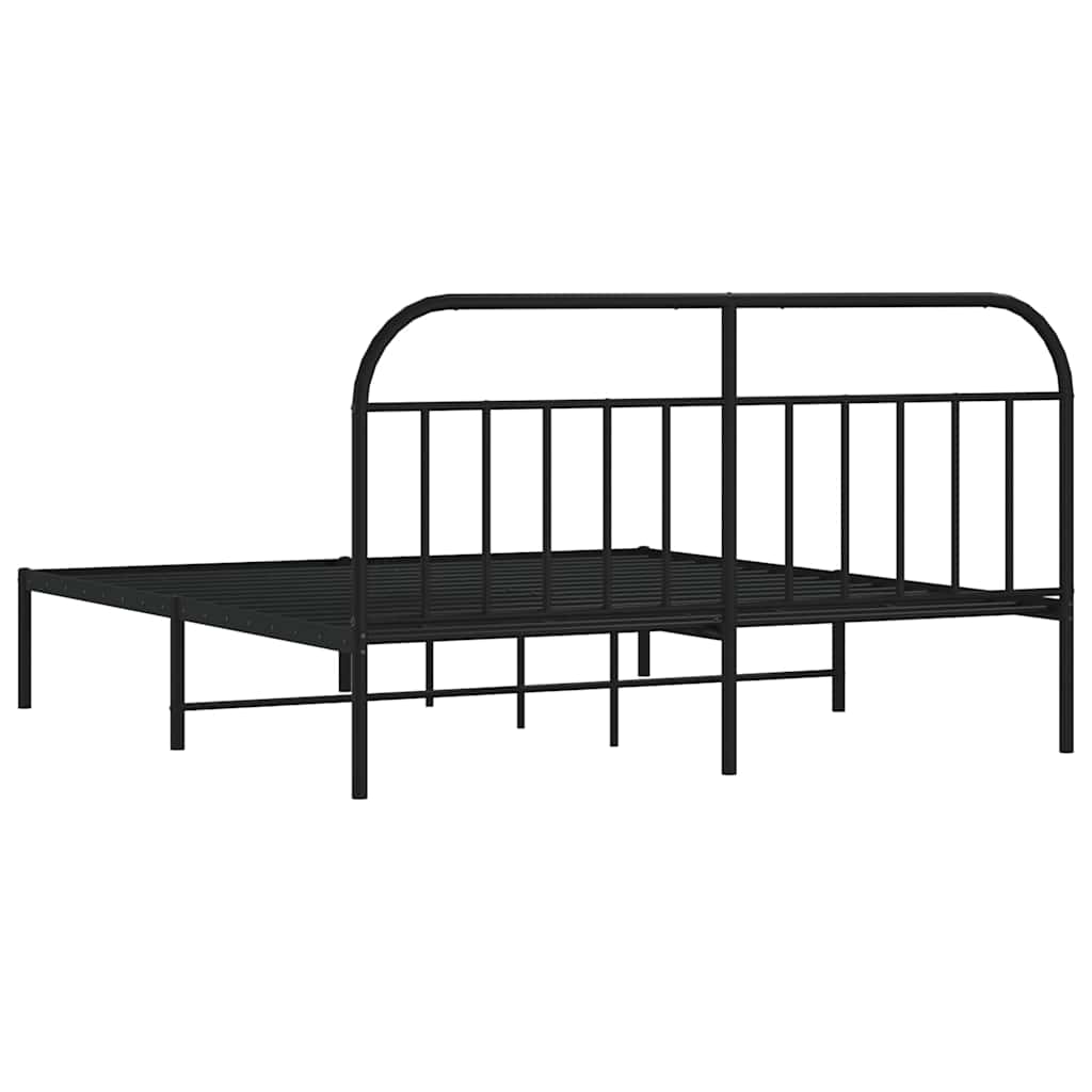 Cadre de lit métal sans matelas avec tête de lit noir 183x213cm - XIOS