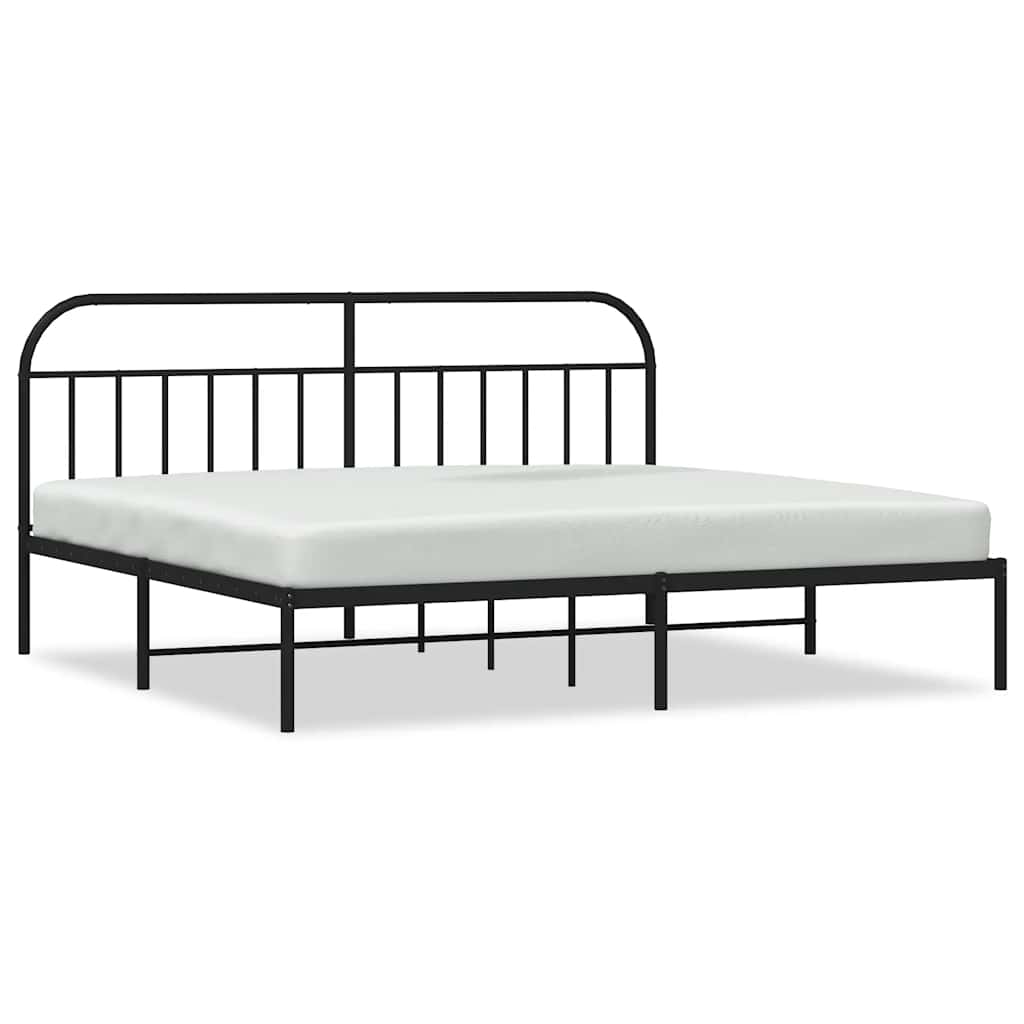 Cadre de lit métal sans matelas avec tête de lit noir 193x203cm - XIOS