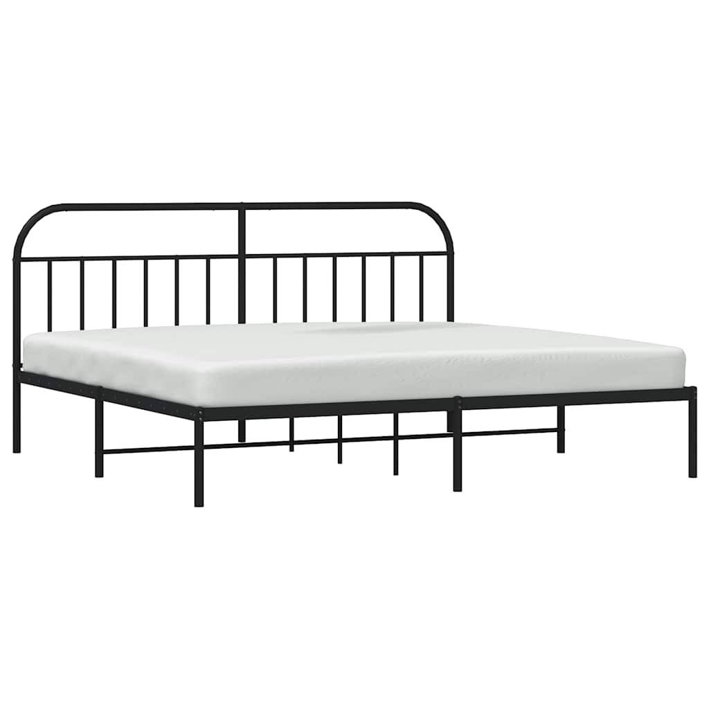 Cadre de lit métal sans matelas avec tête de lit noir 193x203cm - XIOS