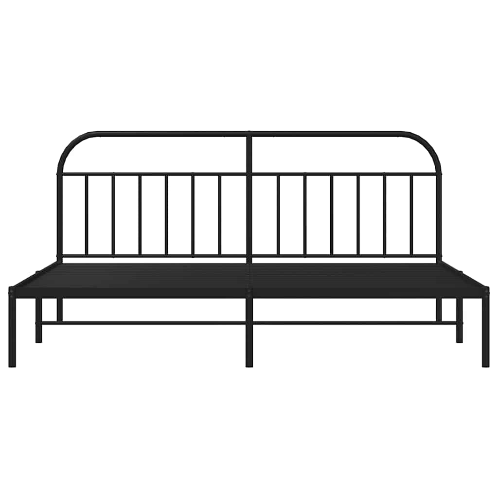 Cadre de lit métal sans matelas avec tête de lit noir 193x203cm - XIOS