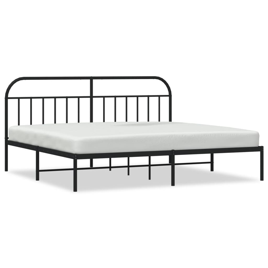 Cadre de lit métal sans matelas avec tête de lit noir 200x200cm - XIOS