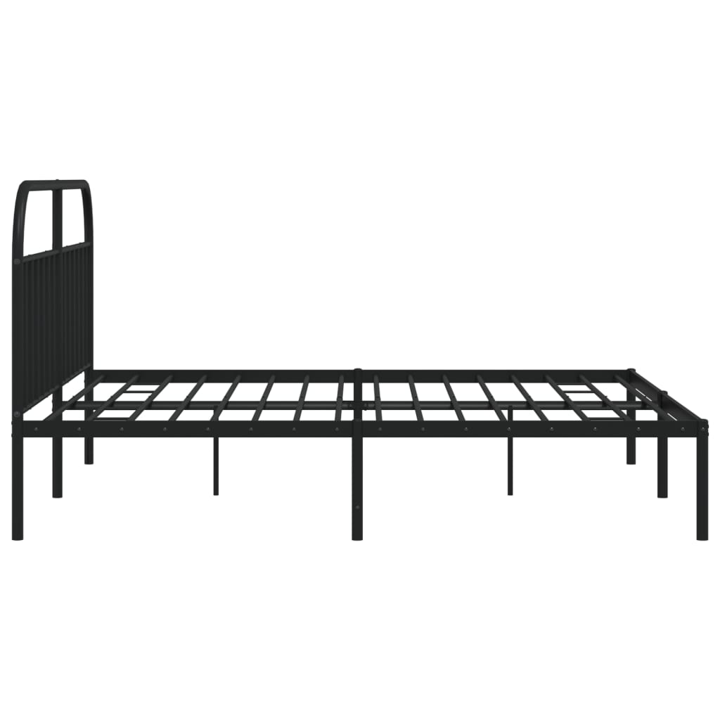 Cadre de lit métal sans matelas avec tête de lit noir 200x200cm - XIOS