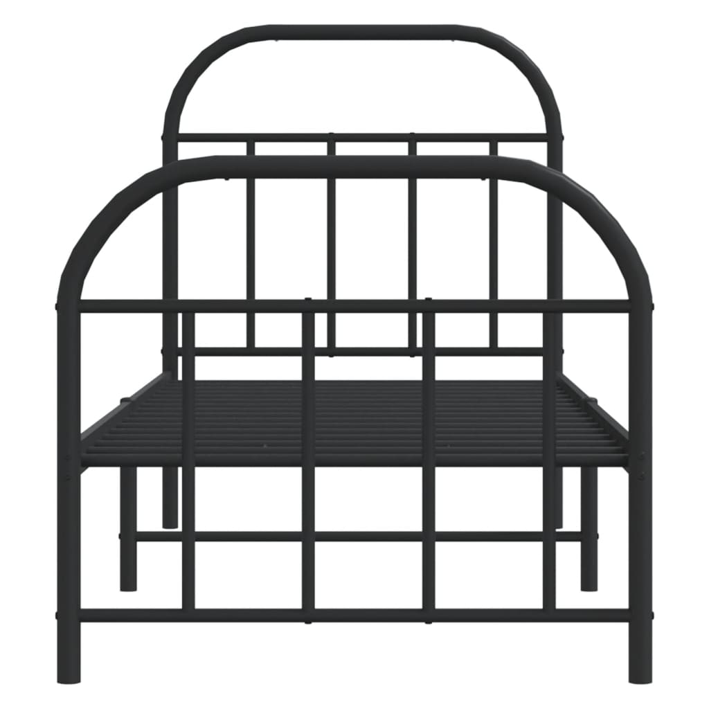 Cadre de lit métal sans matelas avec pied de lit noir 75x190 cm - XIOS
