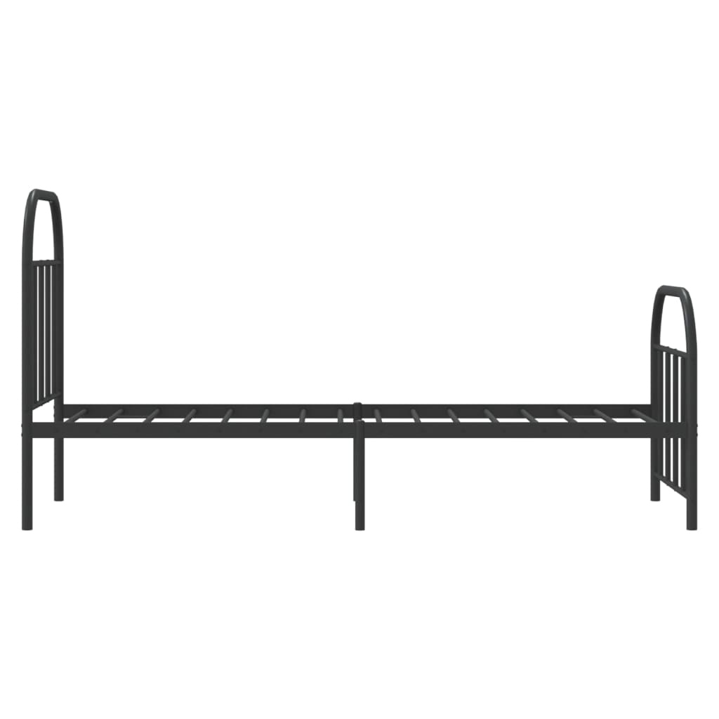 Cadre de lit métal sans matelas avec pied de lit noir 75x190 cm - XIOS