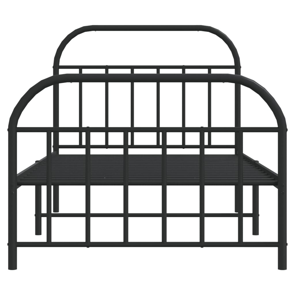 Cadre de lit métal sans matelas avec pied de lit noir 107x203cm - XIOS
