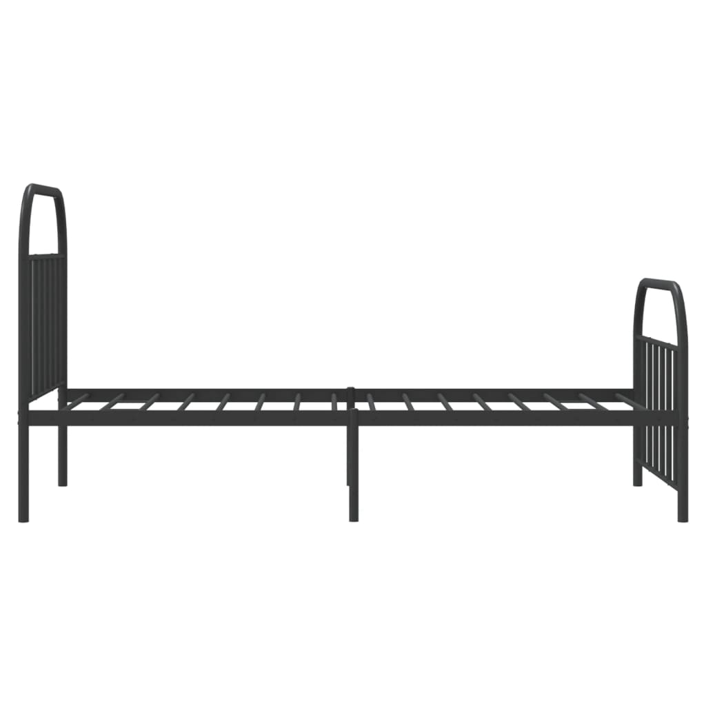Cadre de lit métal sans matelas avec pied de lit noir 107x203cm - XIOS