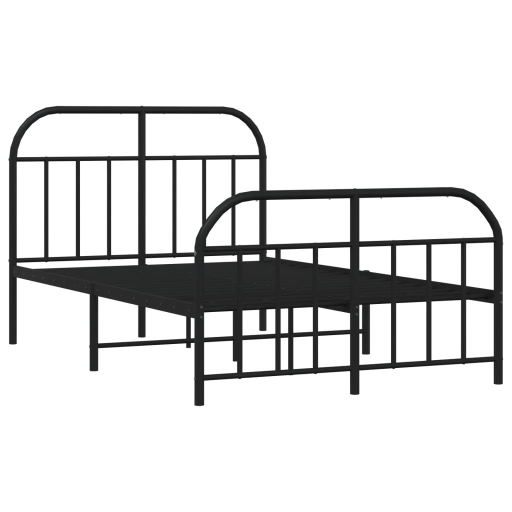 Cadre de lit métal sans matelas avec pied de lit noir 120x190cm - XIOS